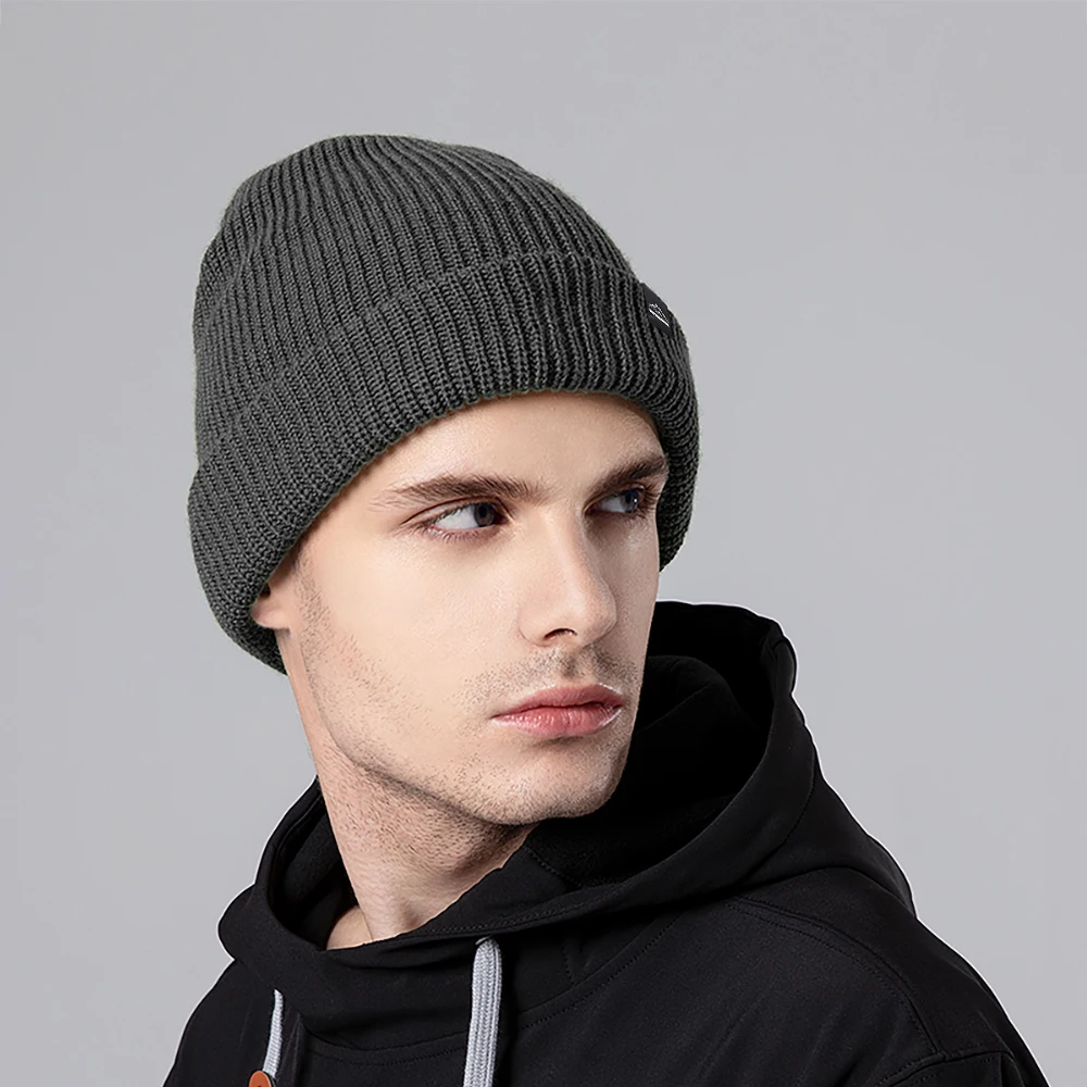 COPOZZ Winter Ski Knit Cap Gender Solid Color Wool Warm Casual Hedging Cap Ski Beanies Caps  for Men Women