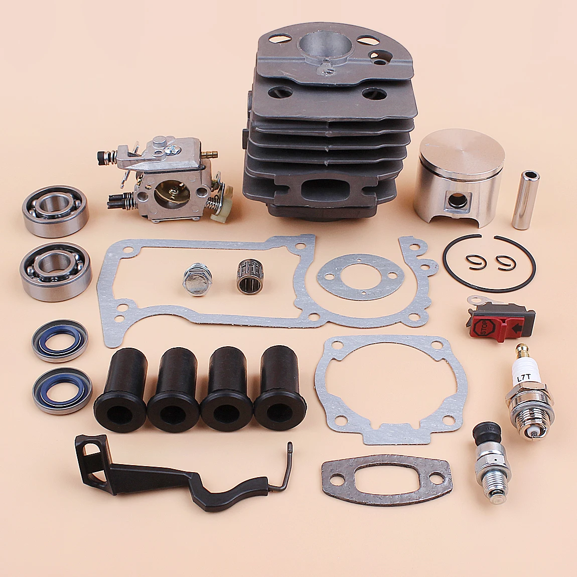 Carburador de pistón de cilindro de 46MM, Buffer AV, Kit de juntas de varilla de estrangulación para Husqvarna 55 51, Conector de valor de liberación de compresión