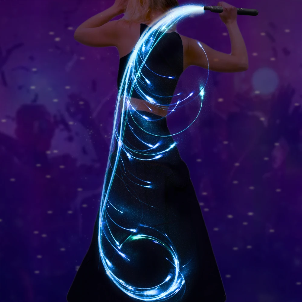 LED Fiber Optic Whip 6ft Rechargeable Pixel Whip with 7 Colors and 4 Glowing Modes,Flow Toy Perfect for Dance, Parties, Gift