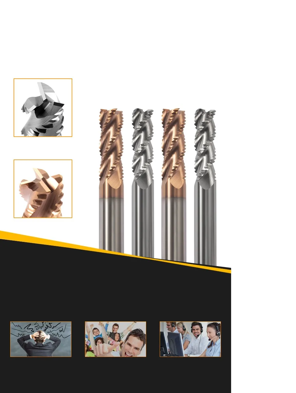 1 Stück / 5 Stück / 10 Stück 3-Schneiden-Wolframstahl-Hartmetall-Nanobeschichtung Wellenform-Schaftfräser für die Grobfräsbearbeitung CNC-Bearbeitung Endfräser – Detail 4