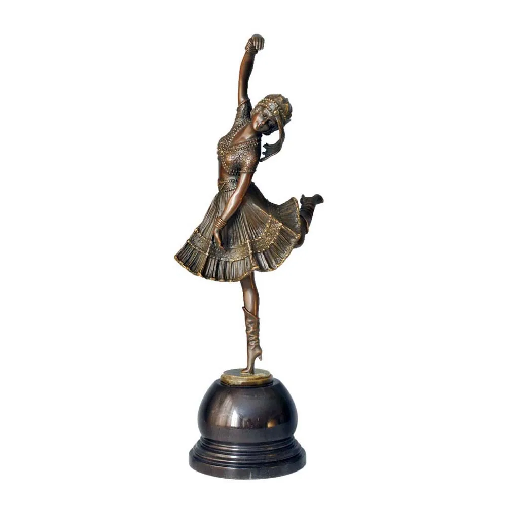 Modern Girl Skirt Dance Bronze Statue Sculpture Female Dancer Figurine Art Girl Room Decor and Gift Large