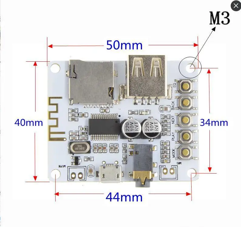 TZT 1/3 Stück Bluetooth-Audio-Empfänger-Board mit USB-TF-Kartensteckplatz, Decodierung, Wiedergabeausgang A7-004 5V 2.1 Kabelloses Stereo – Detail 12