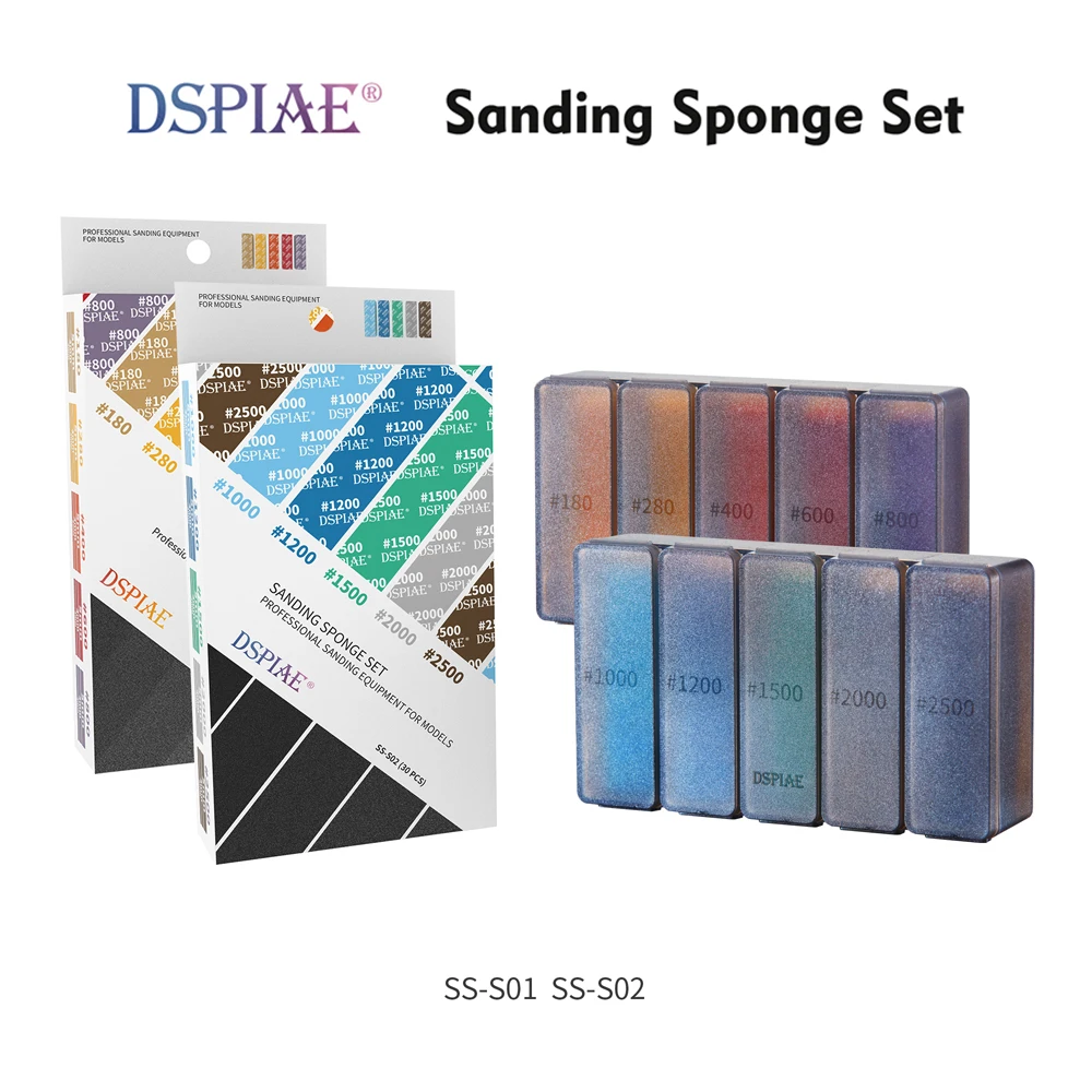 DSPIAE Sanding Sponge Set Containing Storage Boxes Professional Polishing Equipment For Modeler