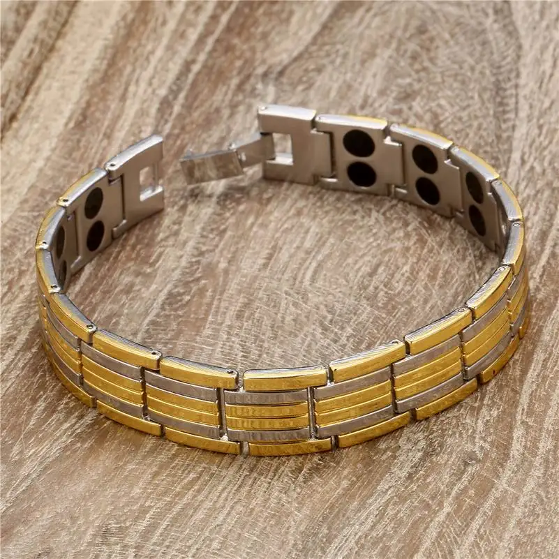 Gold Color Copper Link Chain Germanium Magnetic Bracelet for Men Woman Energy Bracelet Arthritis Therapy Health Male Jewelry