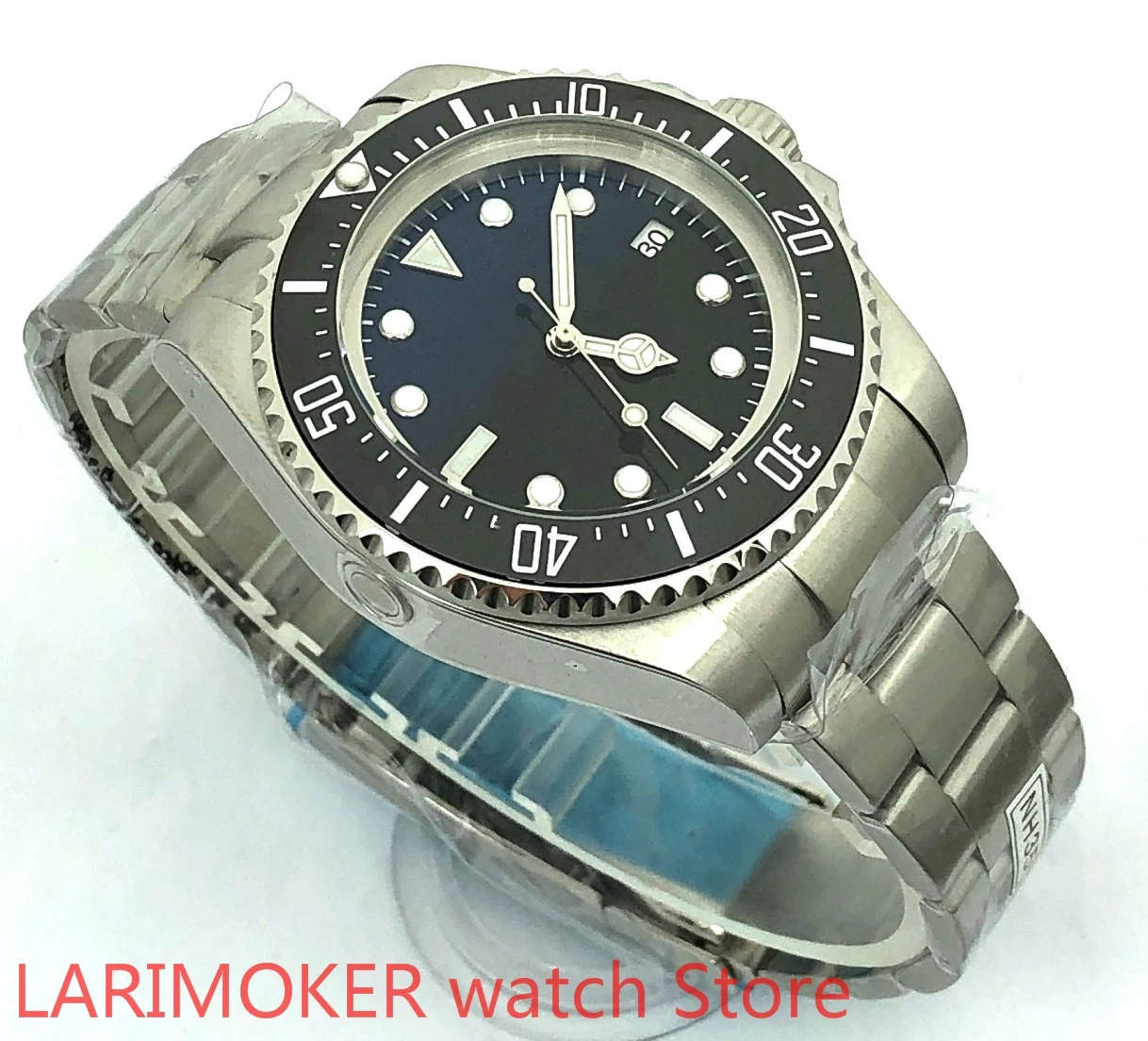 BLIGER الأسود الأزرق الهاتفي الميكانيكية ساعة رجالي السيراميك إدراج الدورية الحافة نحى المحار سوار 24 الأحجار الكريمة NH35A