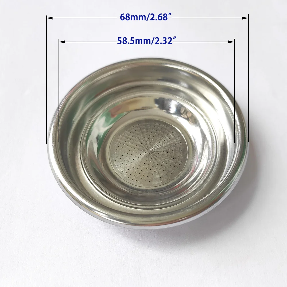 58mm Single-Cup Coffee Machine Non-Pressurized Filter Basket for Household Coffee Maker Accessories Stainless Steel Powder Bowl