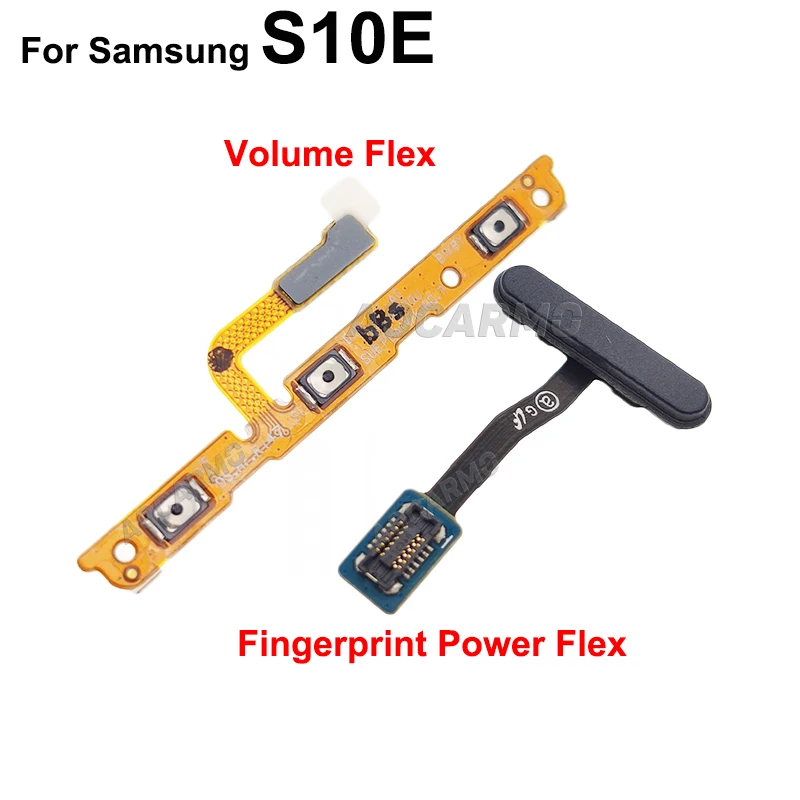 Aocarmo untuk Samsung Galaxy S10e S10E Sidik Jari Tombol Daya Nyala Mati Tombol Volume Naik Turun Bagian Penggantian Kabel Fleksibel