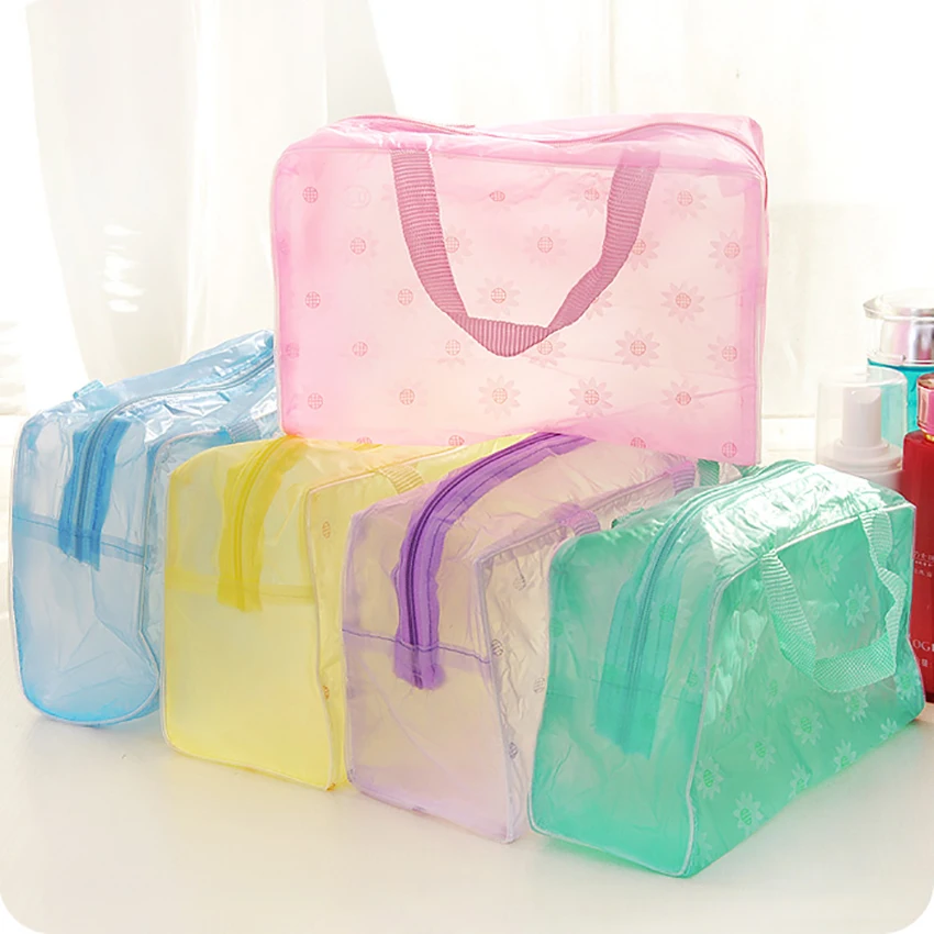 Travel Portable Cosmetic Storage Bag Large Capacity Waterproof Transparent Organizer Outdoor Wash Shower Zipper Handbag