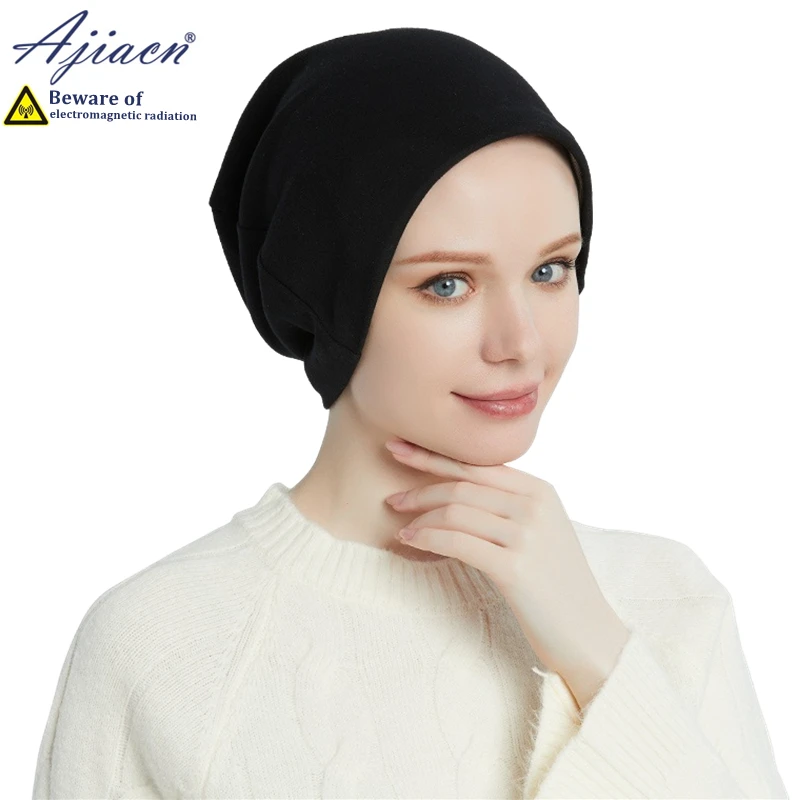 Genuine anti-radiation 100% silver fiber lining knitted hat monitoring room Electromagnetic radiation shielding knitted hat