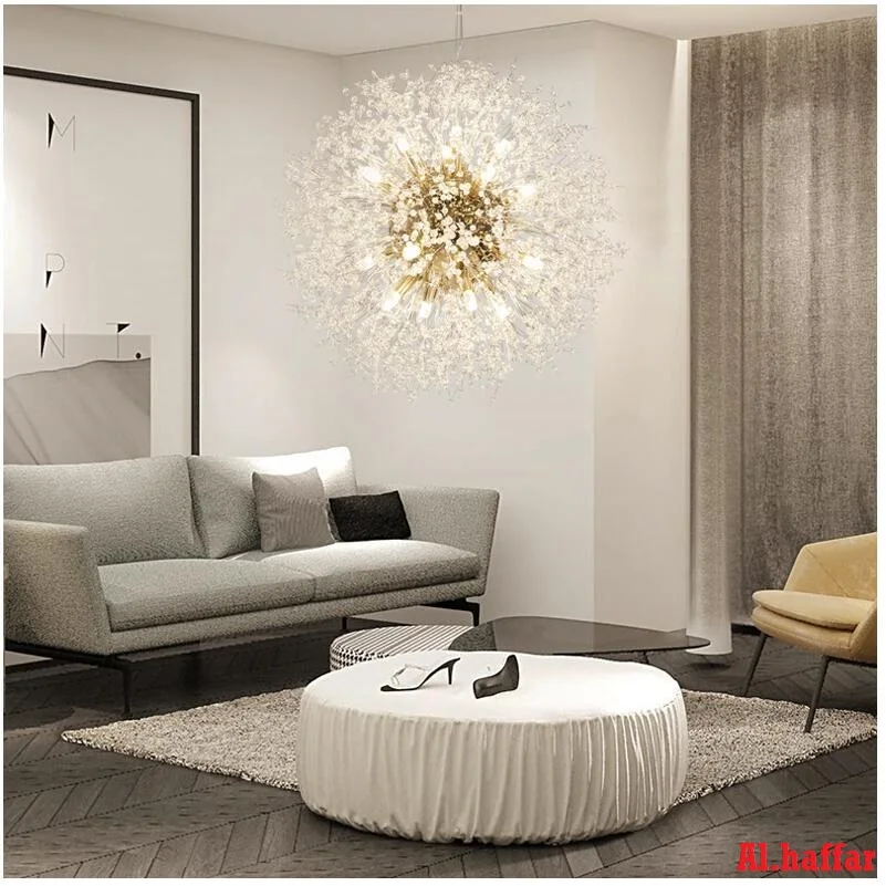 

Modern LED Crystal Ball Dandelion Chandelier Restaurant Pendant Hanging Decoration Lamp