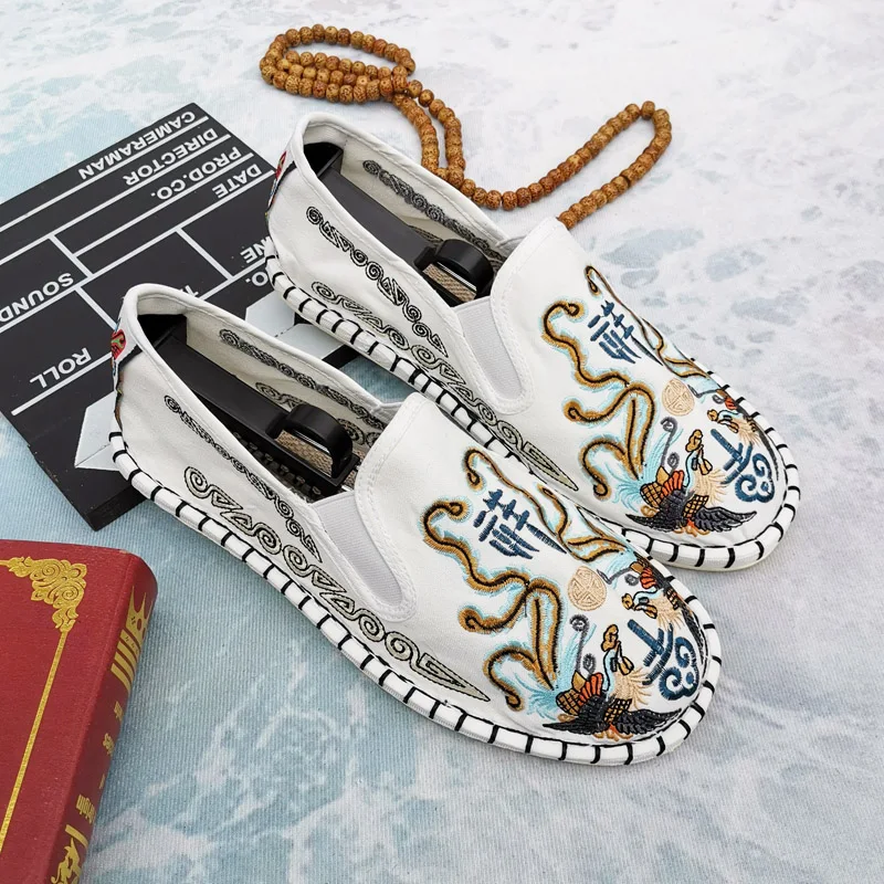 Cute Dog Embroidered Slip on Flats Shoes Womens Breathable Casual Women's Loafers Shoes Flower Chinese Shoes White Mujer Pisos image 2