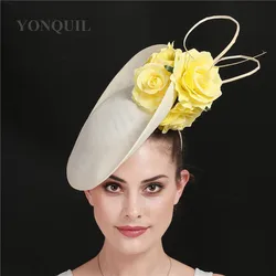 Gorgeous Kenducky Big Hair Fascinators For Prom Cocktail Church Hats Elegant Women Fedora Lady Fancy Nice Rose Flower Headwear