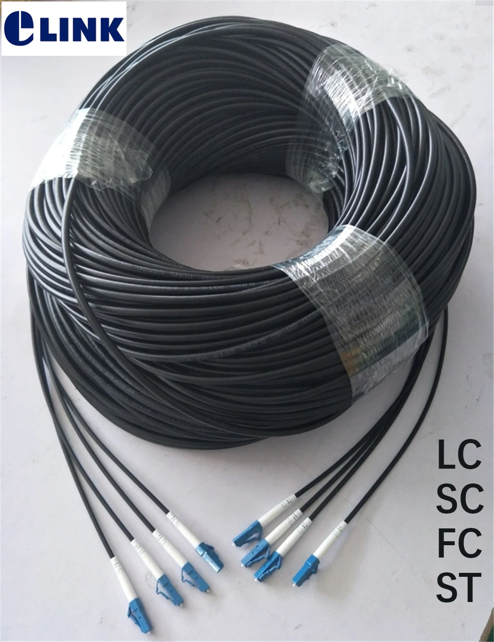 Cabo de remendo de fibra óptica OM3 40M TPU 4 núcleos à prova d'água LC SC FC cabo de ligação de remendo blindado ao ar livre FTTA jumper 4 fibras 5.0mm