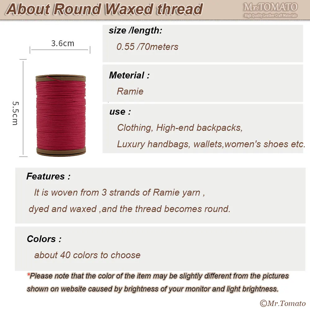 70 meters 0.55mm sewing waxed round Ramie Knitting Thread Reel Hand Stitching hand Sewing Thread Finest Ramie Durable DIY pool