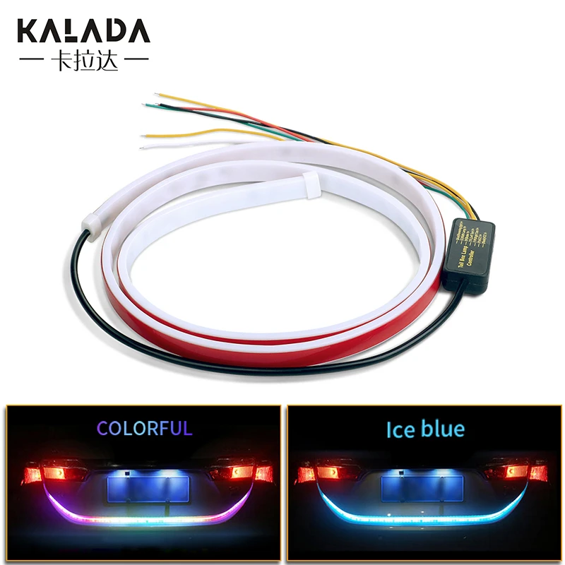 Kalada 120cm Car Led Strip Lights Auto Flowing Waterproof LED For Trunk Caution Running Turn Signal Colorful RGB Brake Lamp 12V