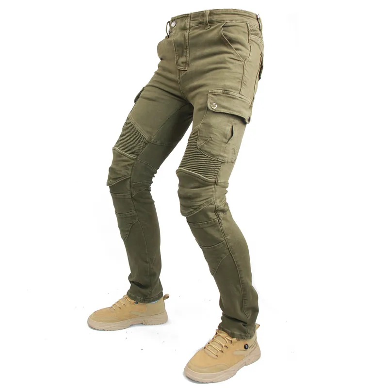 MOTORPOOL Motorcycle Tooling Anti-fall Trousers Jeans Hip Knee With Aramid Fiber Anti-burning Wear-resistant Protective Gears