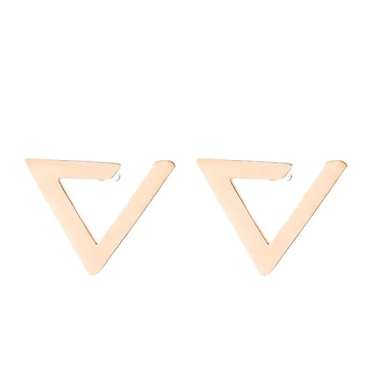 Simple Open Triangle Unisex Punk Rock Stainless Steel Men Women Stud Earrings Geometry Deathly Triangle Delicate Jewelry