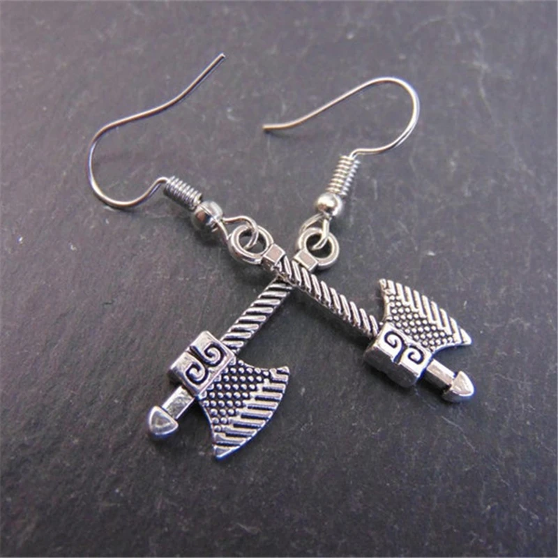 Viking Axe Earrings, Ornate Dane Battle Axe Charms, Viking Pendants,  Wire Hooks, Steel Men's Jewellery / Unisex