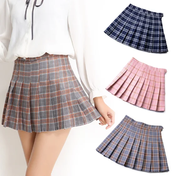 Delle donne di Alta Vita Chic Studente Pieghe Gonne Femme Kawaii Carino Ragazze Dolci Mini Harajuku Pannello Esterno di Plaid Gonne Uniformi di Stile di Gusto Squisito