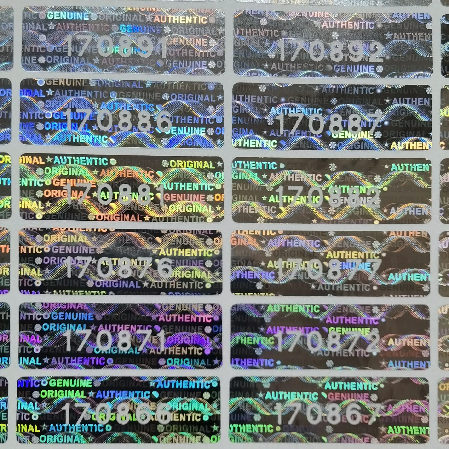 Tamper Proof Stickers High Security Tamper Evident Seal Warranty Void Hologram Labels Unique Sequential Serial Numbering Tape