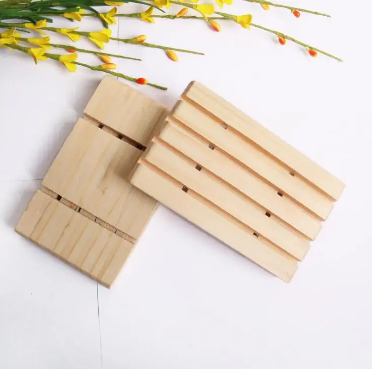 Handmade Wood Soap Holder Pine Soap Tray Bathroom Soap Dishes with Groove Multi Functional Kitchen Storage Tool Wholesale