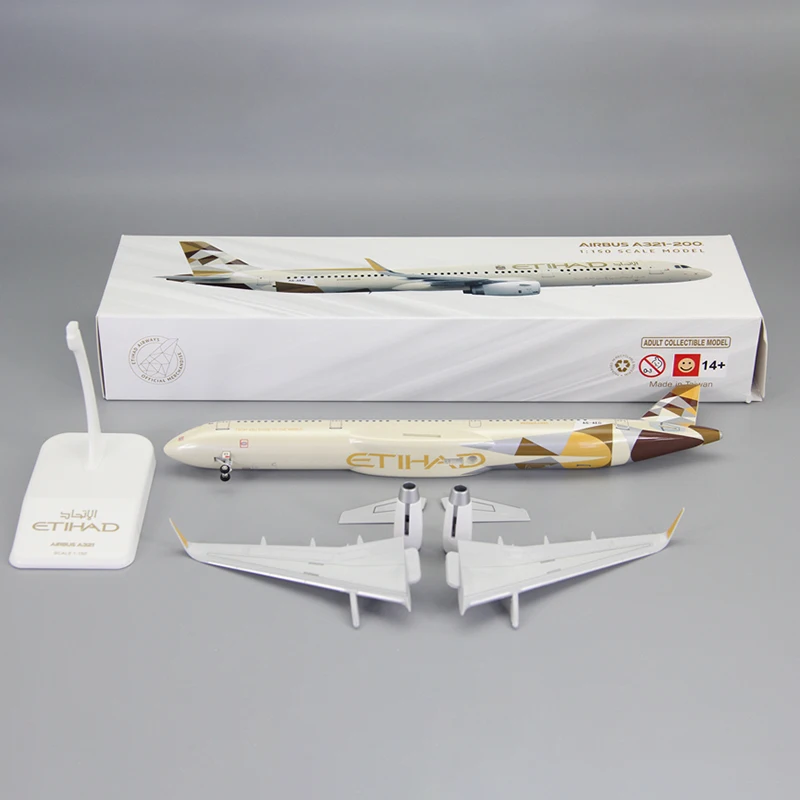 

1:200 Scale Etihad Airways Airline A321-200 Airplane Model Aviation ABS Assembly Aircraft Collectible Display Gift about 30CM