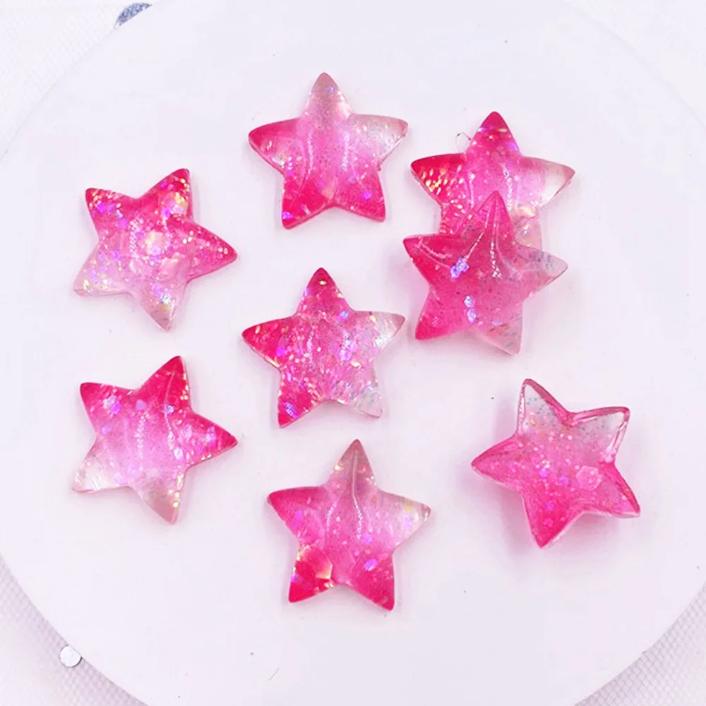 12pcs Resin Colorful Cute Shniy Glitter Bepowder Star Flatback Rhinestone Appliques DIY Wedding Scrapbook Figurines Craft OL32 image 5