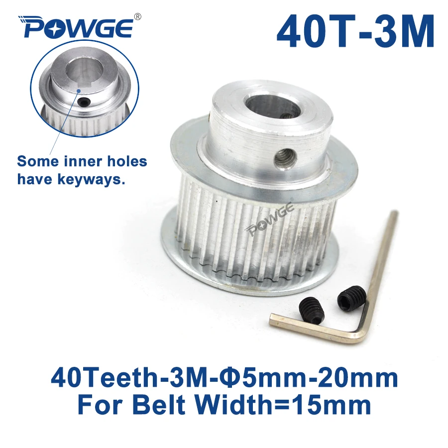 

POWGE 40 Teeth HTD 3M Synchronous Pulley Bore 6/8/10/12/14/15/16/17/19/20mm for Width 15mm HTD3M Timing belt 40Teeth 40T