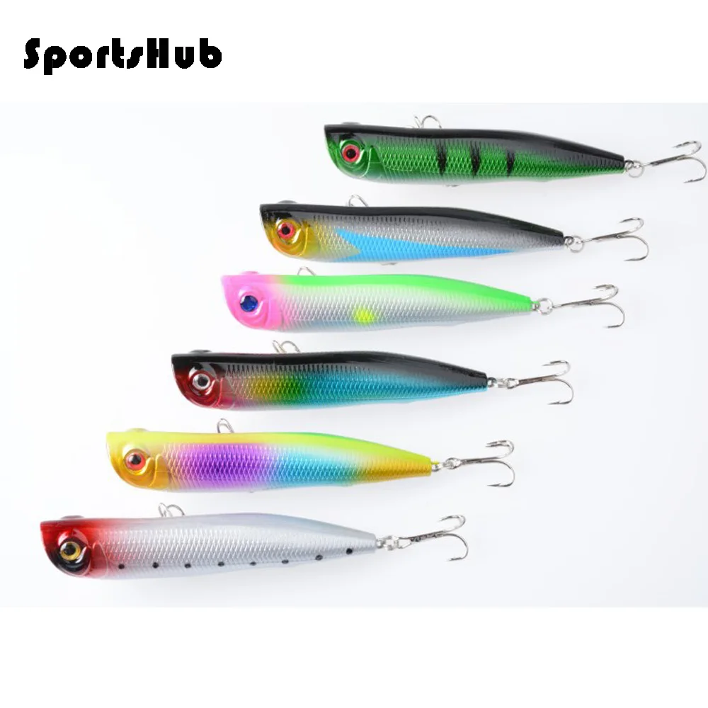 SPORTSHUB 2PCS/LOT 10.5CM 15.7G 6-Colors Fishing Popper Fishing Lures Hard Baits Fake Artificial Baits NR0036