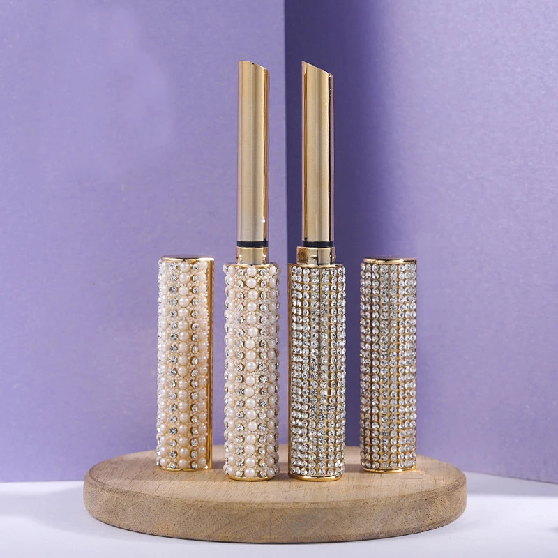 10pcs/lot Shiny Long Tube Lipstick Tube Top Grade Lip Balm Sub Package DIY Empty High-end PU Lipstick Container