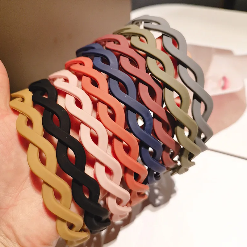 New Fashion Solid Color Resin Cross Anti-slip Wave Shape Toothed Wild Women Girls Hair Accessories Headdress