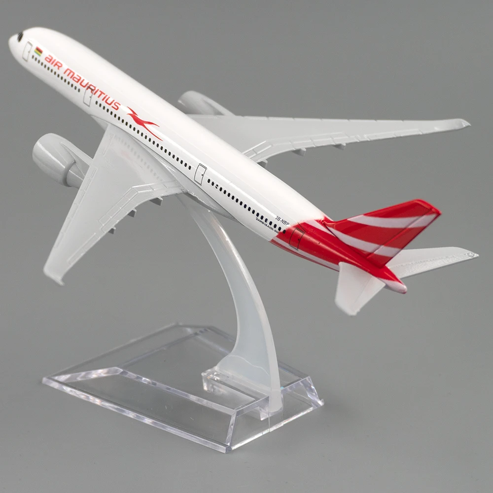 1/400 Airbus A350 Air Mauritius Miniature Aircraft Model 16cm Alloy Airplane Toy Children Kids Gift for Collection Decoration