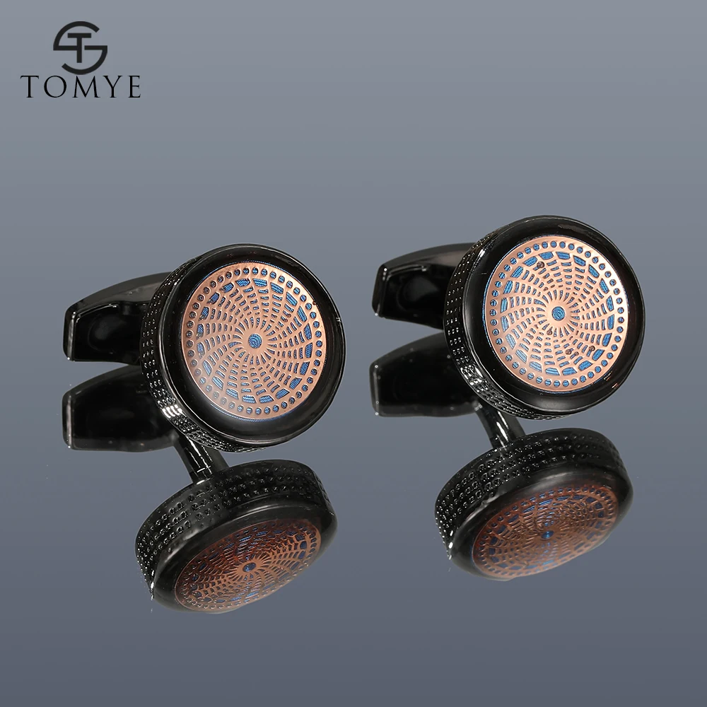 

Cufflinks for Men TOMYE XK20S061 High Quality Fashion Round Black Formal Business Dress Shirt Cuff Links Gifts