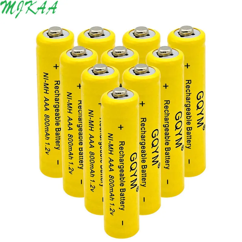 

New MJKAA 3A 1.2V Ni-MH 800mAh Yellow AAA Rechargeable Battery for Remote Controls, Radios Torches Clocks Toys