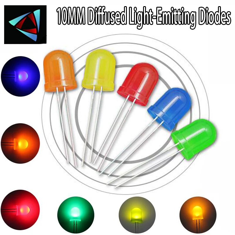 10mm 10pcs/LOT Red Blue White Yellow Green Orange LED Round DIP Colors