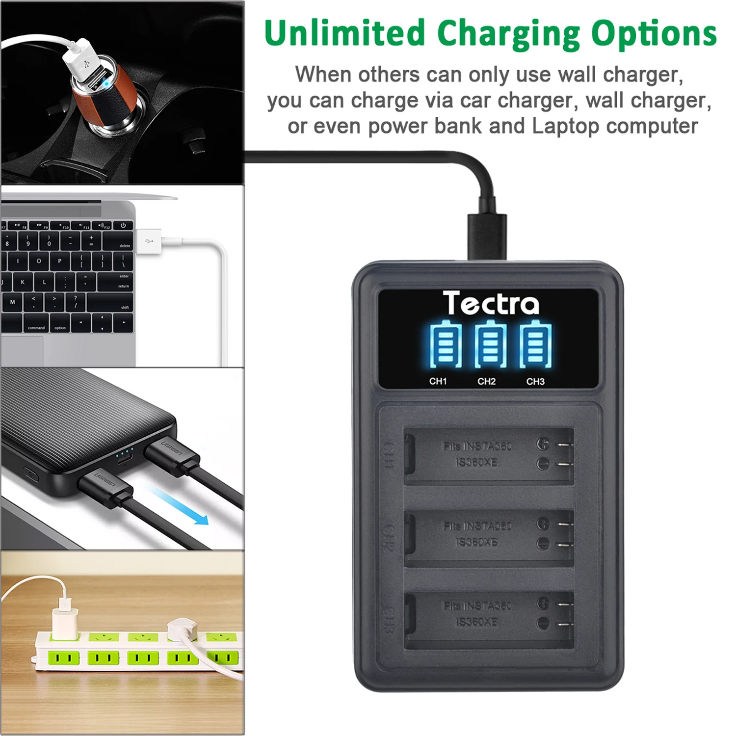 1200MAh 1 X Pin & LED Dual USB Sạc Cho Insta360 1 X Camera