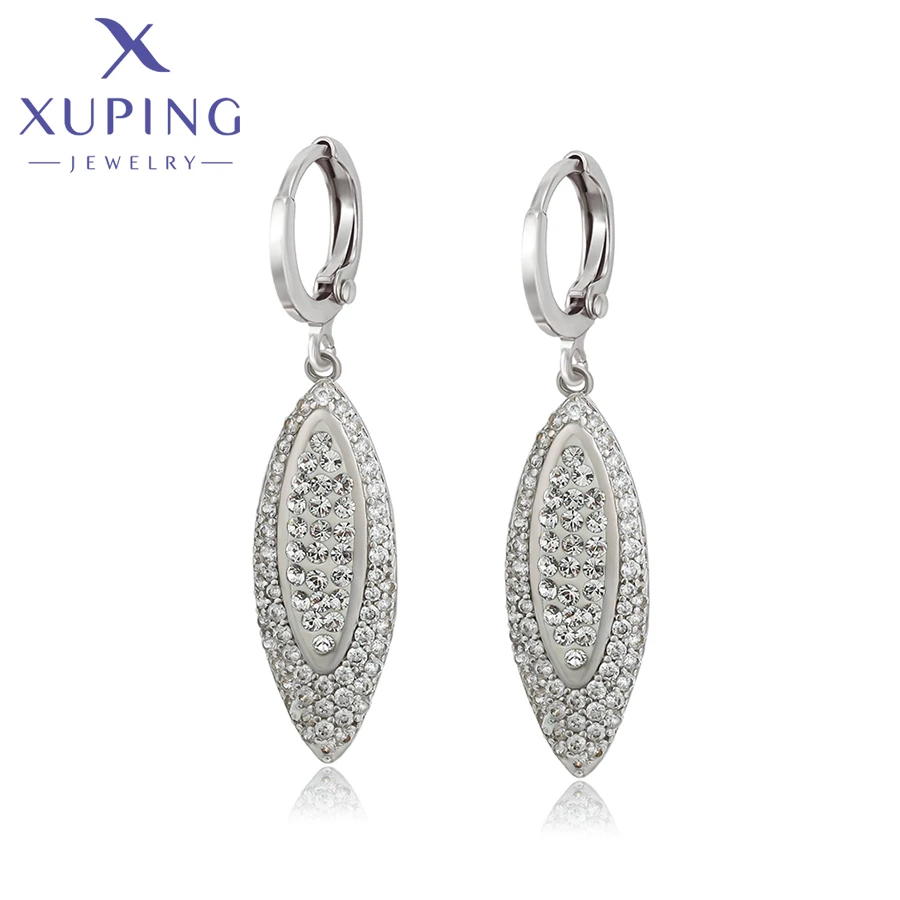 Xuping Jewelry Store American Style School Gift Fashion Simple Crystal Drop Earring for Women with Rhodium Plated