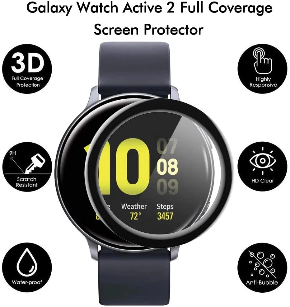 Película de vidrio suave HD de borde redondo 3D para Samsung Galaxy Watch 4 5 Pro, Protector de pantalla de 45mm para galaxy watch Active 4 2, 40mm