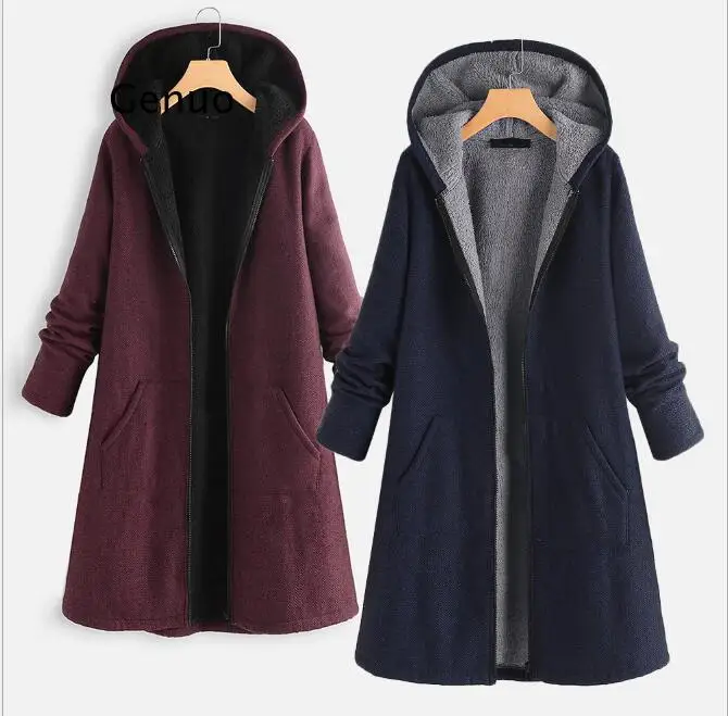 Autumn and winter new style solid color long women's warm cotton jacket women