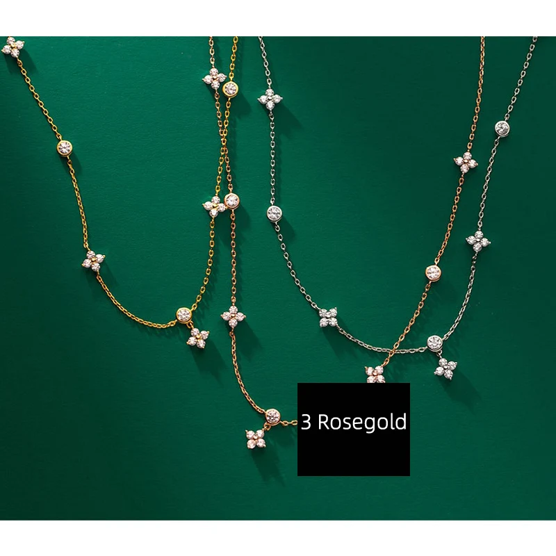 La Monada 43.5+6cm Silver Necklace For Women Fine Silver 925 Jewelry Fashion Flower Star Neck Pendants 925 Silver Chain Woman
