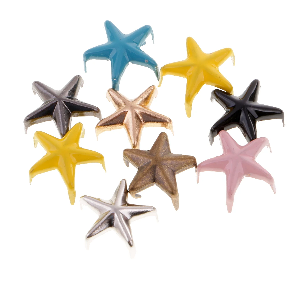 100pcs Star Studs Metal Claw Nailhead Punk Stud Rivet For DIY Craft