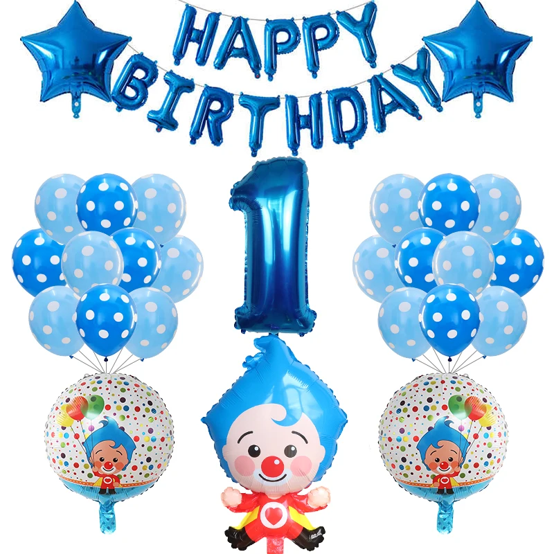 39pcs/set Cartoon Plim Plip Clown Foil Balloons Birthday Party Decoration Supplie Baby Shower Air Globos Kids Boy Girl Toys