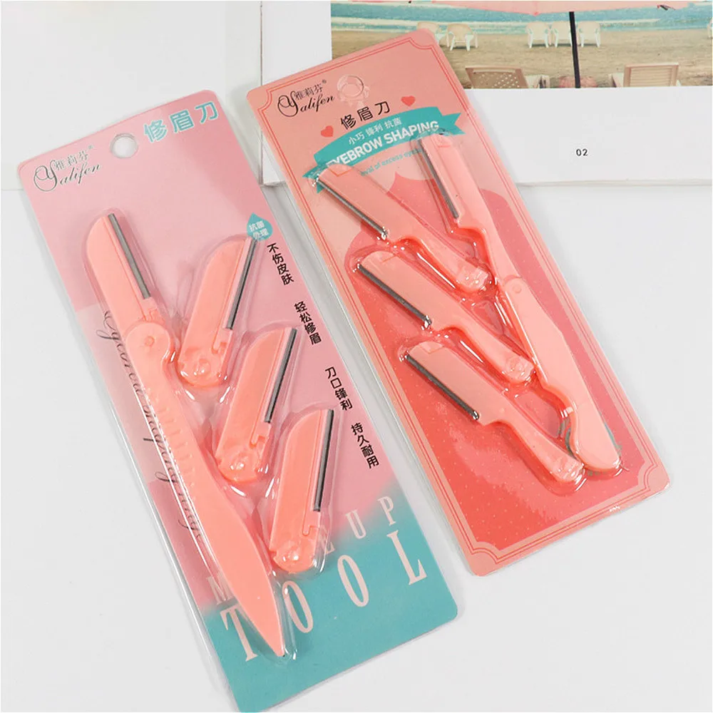 4pcs/Set Eyebrow Trimmer Eye Brow Razor Face Body Hair Removal Shaver Eyebrow Blades Scissors Women Profiler Beauty Makeup Tools