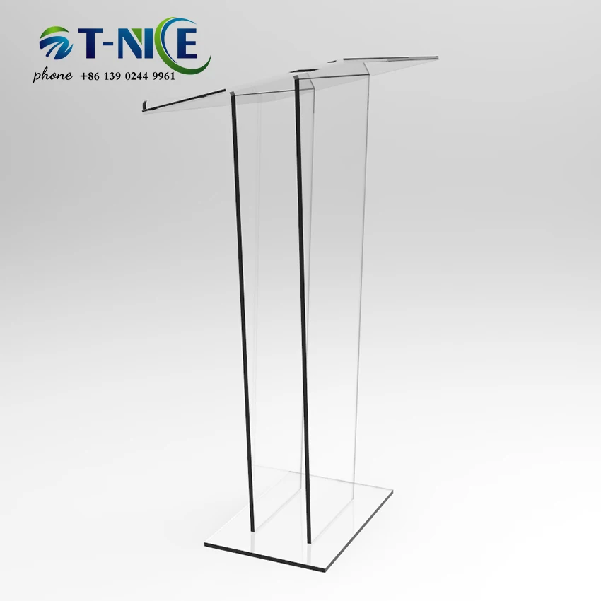 Cheap Lectern Transparent Podium Acrylic Conference Rostrum Custom Church Platform Restaurant Wedding Pulpit Office Lectern