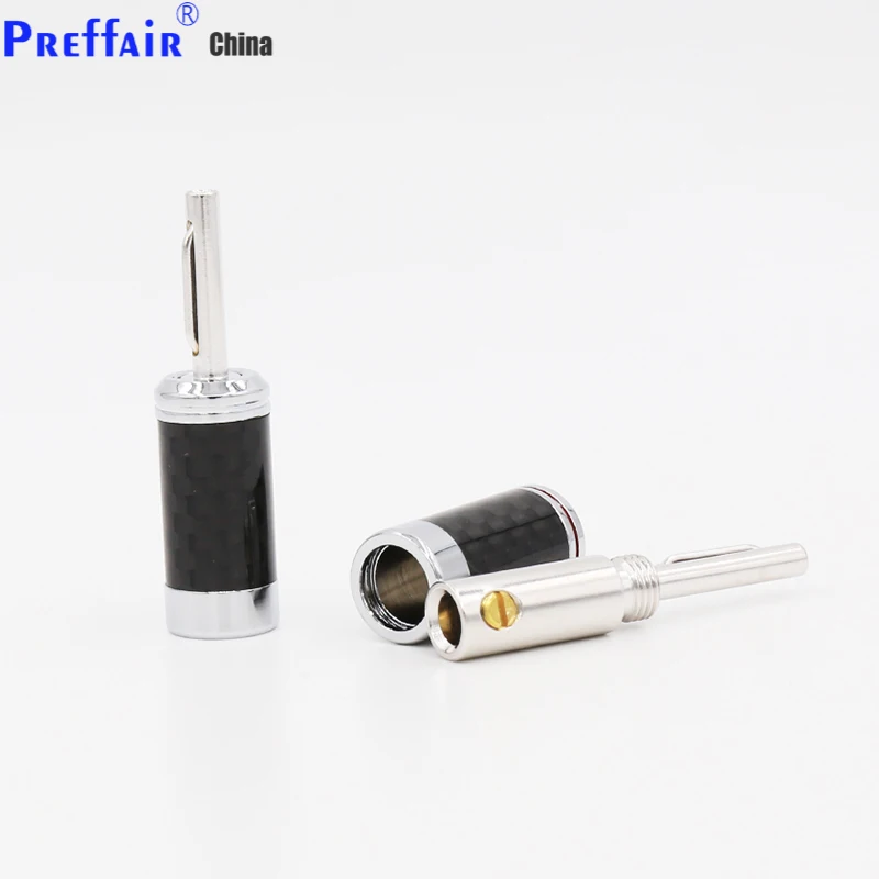 Carbon Fiber Banana Connectors Rhodium Plated Hifi Speaker Banana Plug with Screw Lock Audio Amplifie DIY Acoustic Terminals