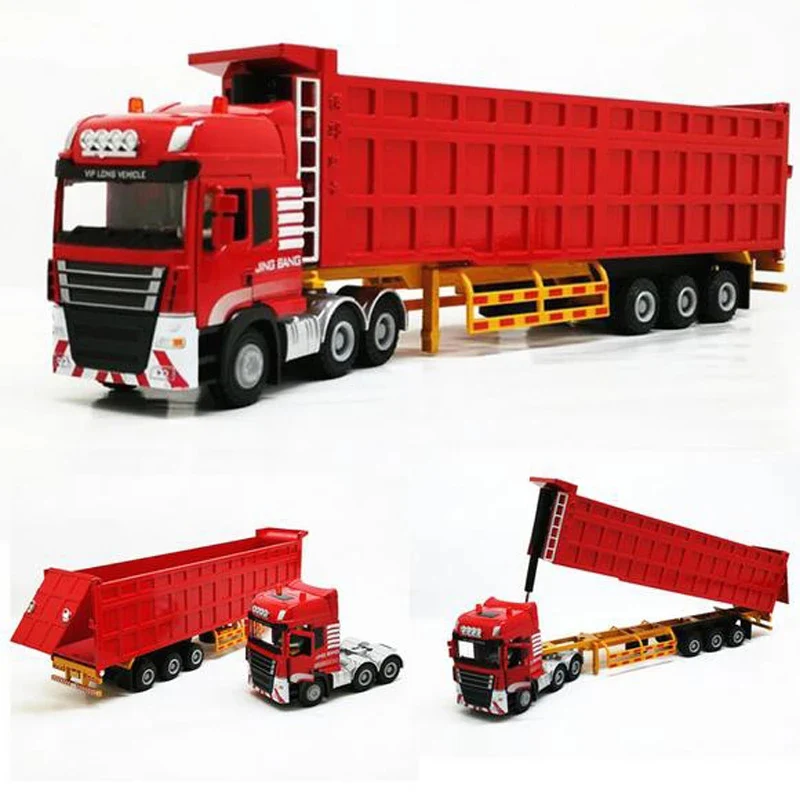 1/50 Simulation Semi-Trailer Heavy Truck Dump Truck Alloy Transport Model Toy Truck Car Model Collection Gift