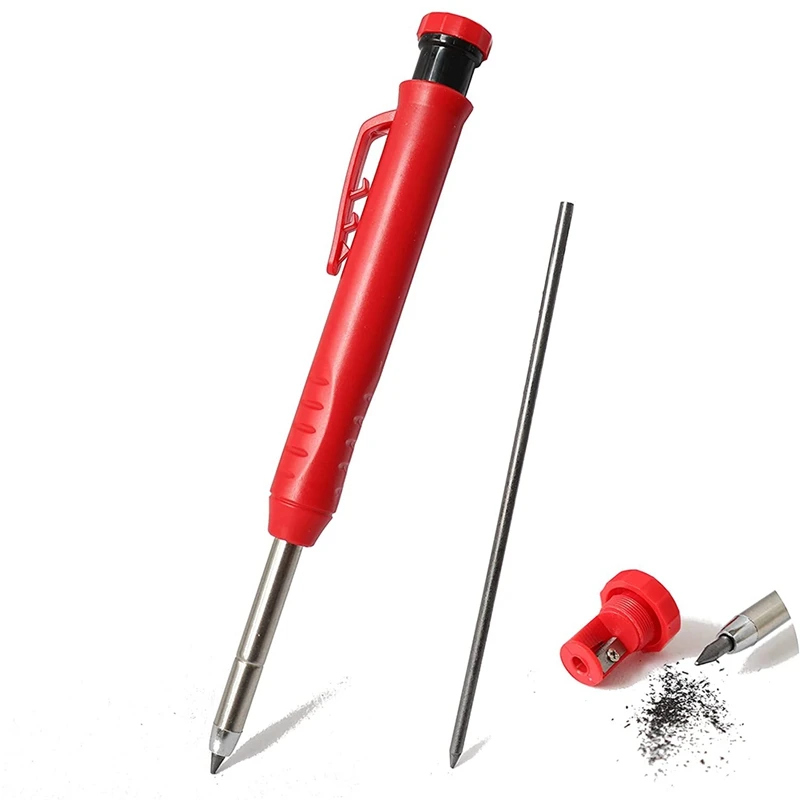 Deep Hole Marker Premium Mechanical Pencil Marker with Integrated Sharpener-for Wood, Metal,Stone I Drill Hole Marker