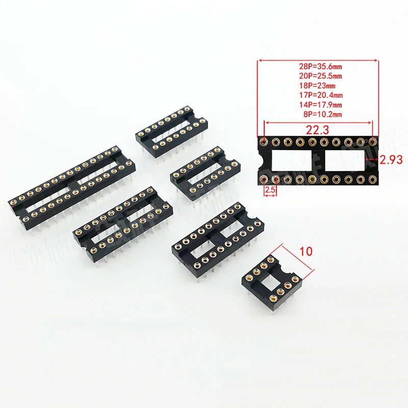 

5PCS Round Hole IC Socket Connector Integrated Circuit Socket DIP8 DIP14 DIP16 DIP18 DIP20 DIP28 DIP40 Sockets