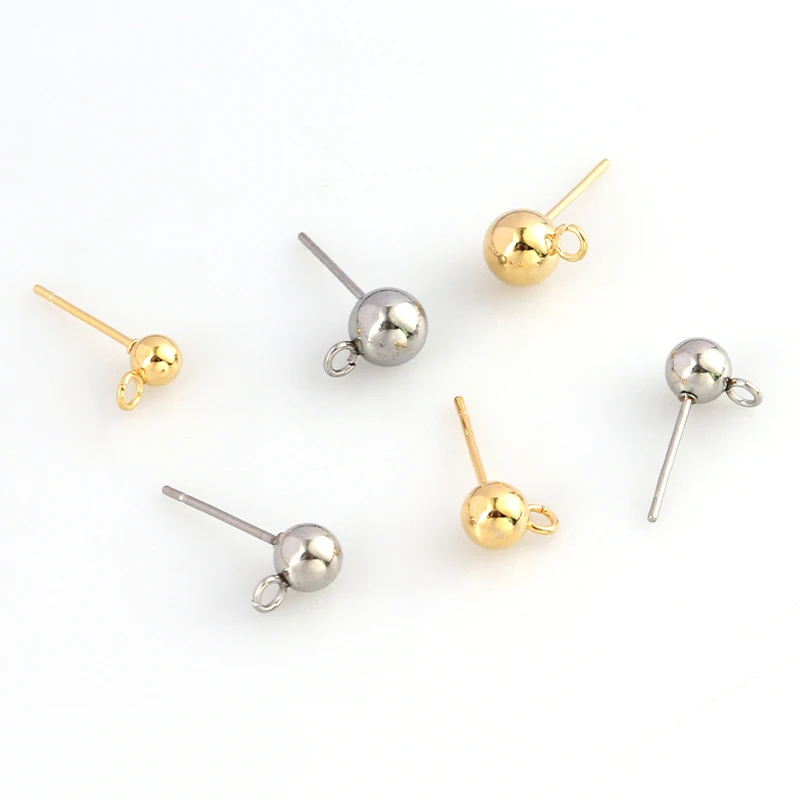 

20pcs/lot 4/5/6mm Stainless Steel Pin Findings Stud Earring Basic Pins Stoppers Connector For DIY Jewelry Making Component HXD