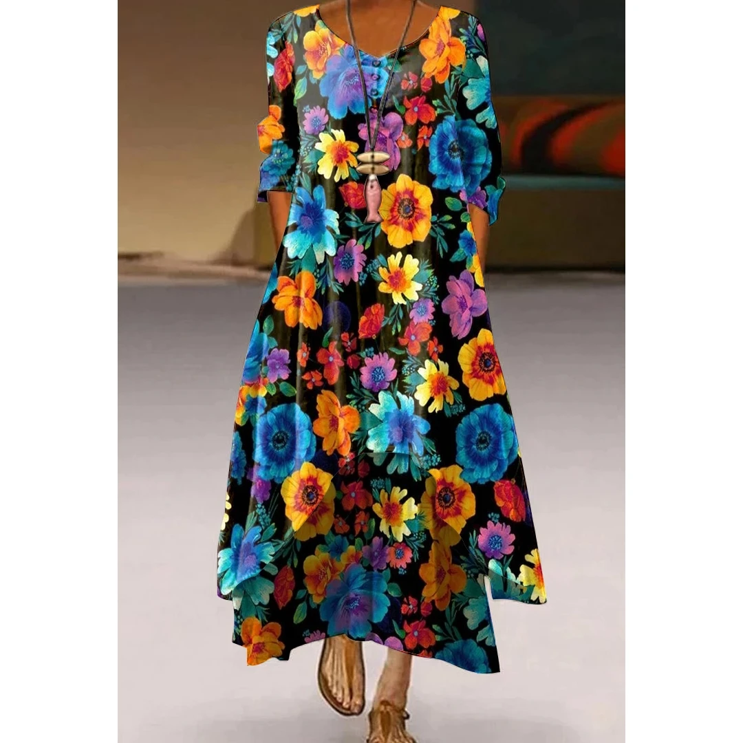 Ladies Party Evening Dress Casual Vestidos Ladies Brand Nature Printed Maxi Long Dresses Women Fashion Femme Vestido Sexy Dress